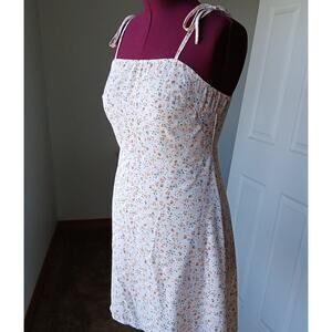 Shein Ditsy Floral Tie Shoulder Cami Dress Apricot Large 8/10 lightweight boho